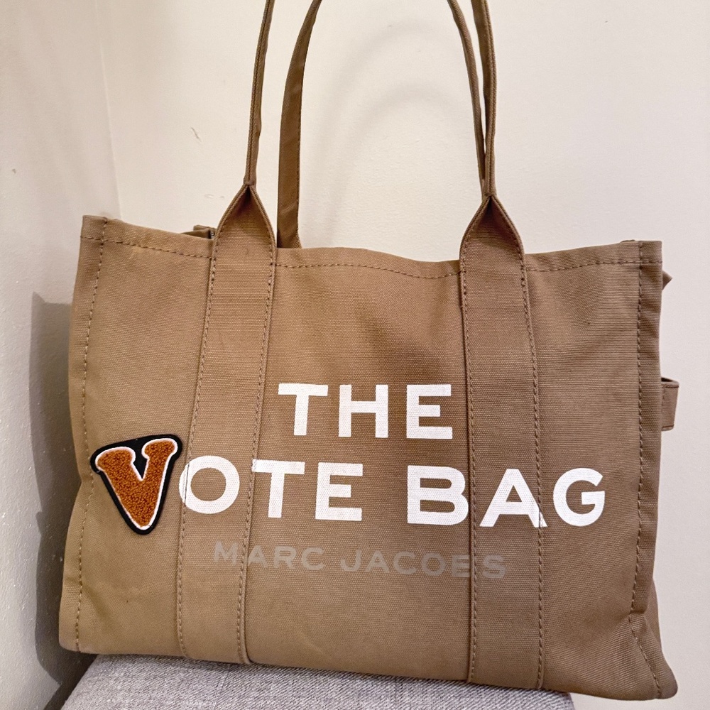 Marc Jacobs The Tote Bag Large w/Limited Edition Vote Patch Slate Green